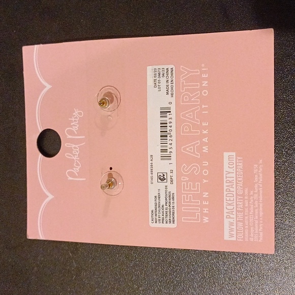 NWT Hypo-allergenic Gold tone Cheer Horn Dangle Earrings by Packed Party - Picture 2 of 4